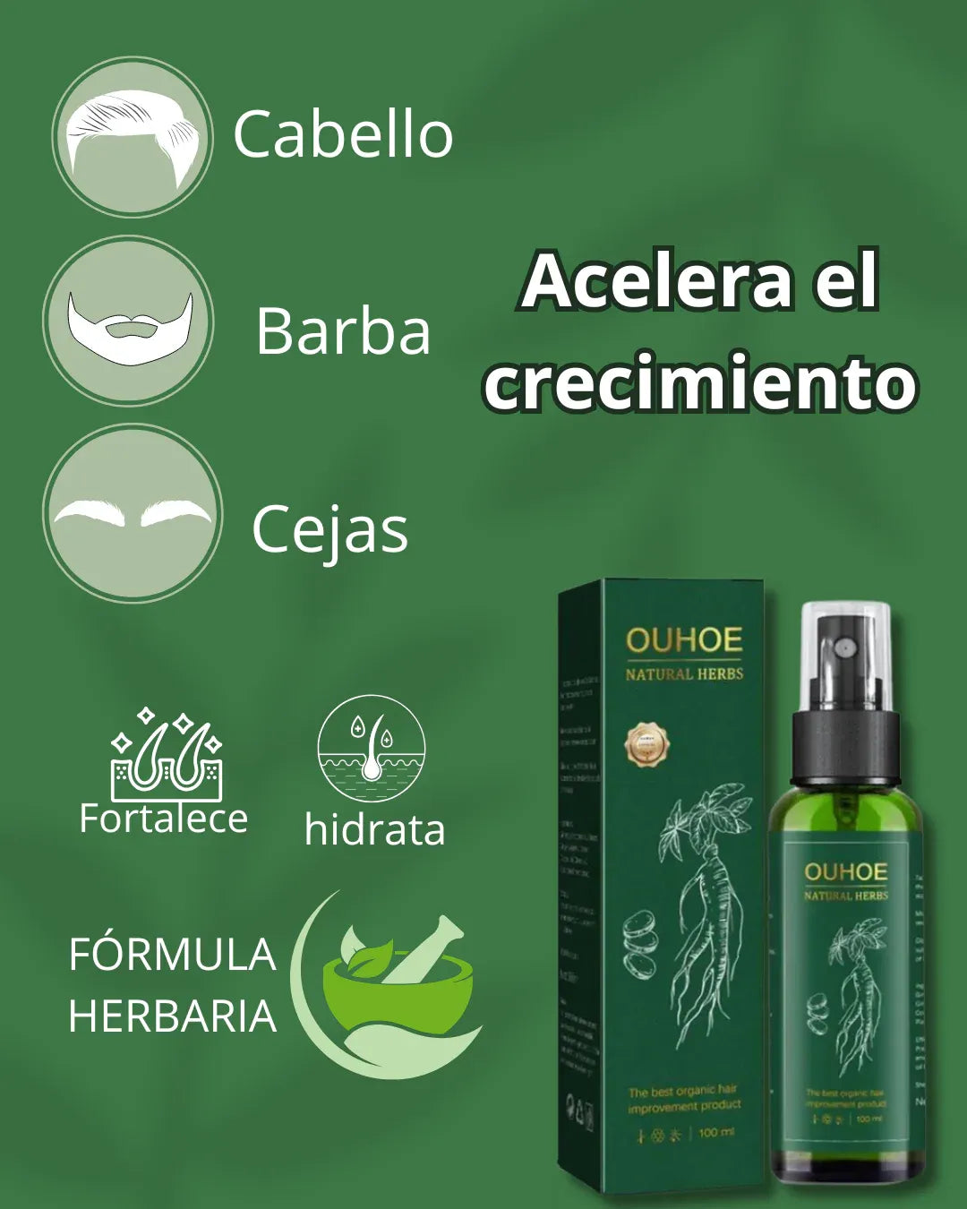 SUPER OFERTA | OUHOE NATURAL SPRAY CRECIMIENTO ACELERADO DEL CABELLO EN SOLO 14 DIAS